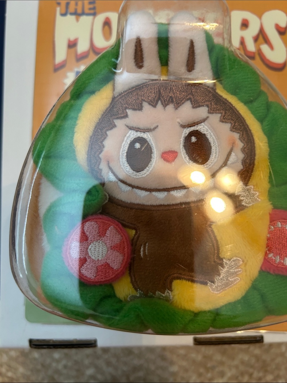 Green and Yellow Plush Character Keychain